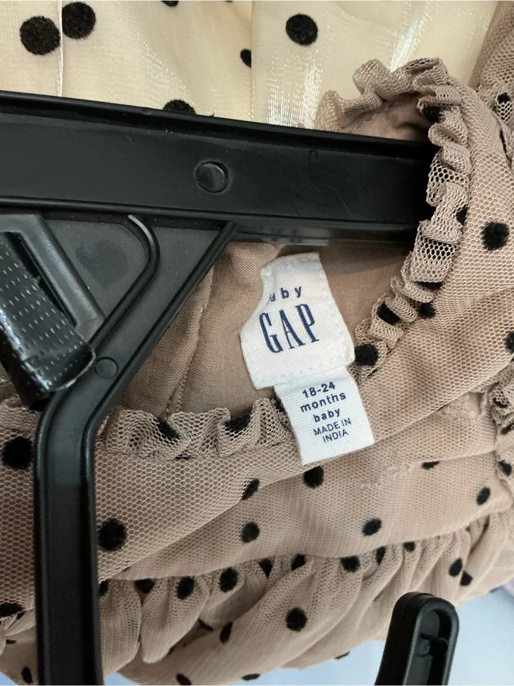 GAP Taupe Polka Dot Tulle Dress with Black Dots